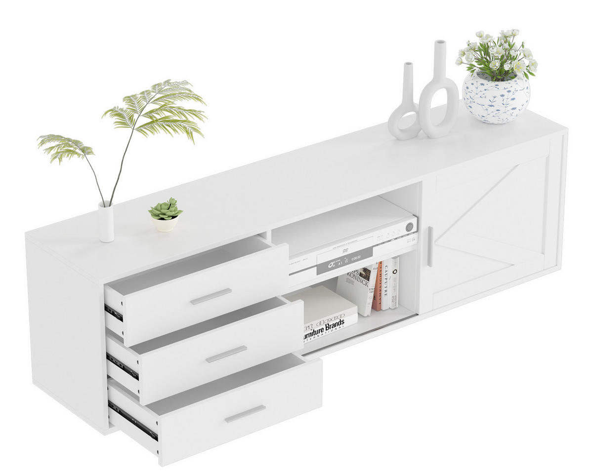 TV-SCHRANK in 160/45/35 cm - Weiß, Holzwerkstoff (160/45/35cm) - HOMAVO