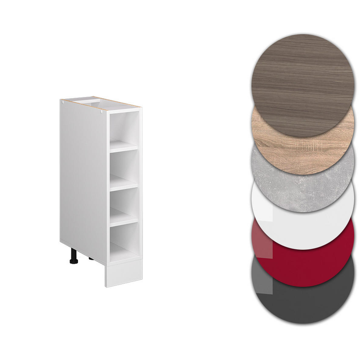 KÜCHENREGAL R-Line Weiß 20 cm ohne AP - Weiß, Holzwerkstoff (20/81.6/44cm) - Vicco