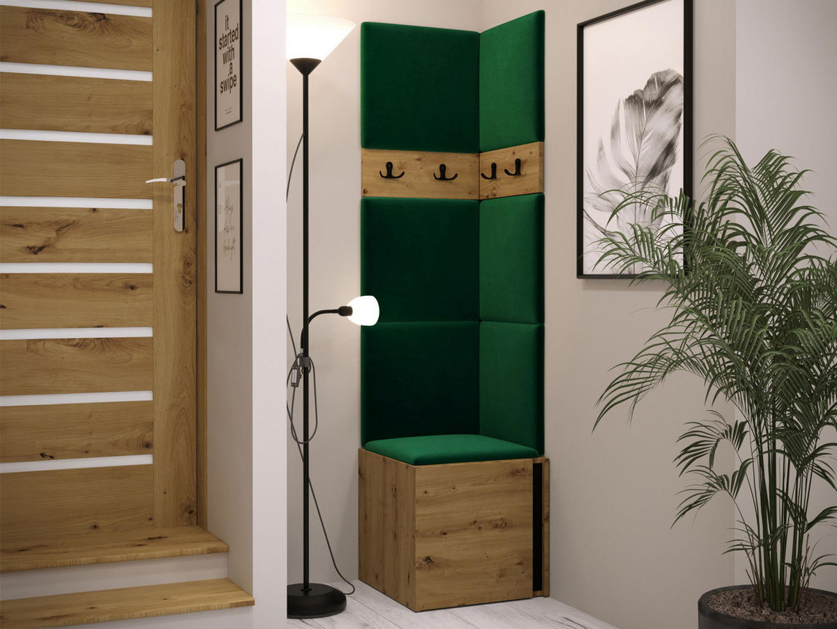 GARDEROBEN-SET Orion XXI - Eiche Artisan/Grün, Holzwerkstoff/Kunststoff (42/186/46cm) - MIRJAN24