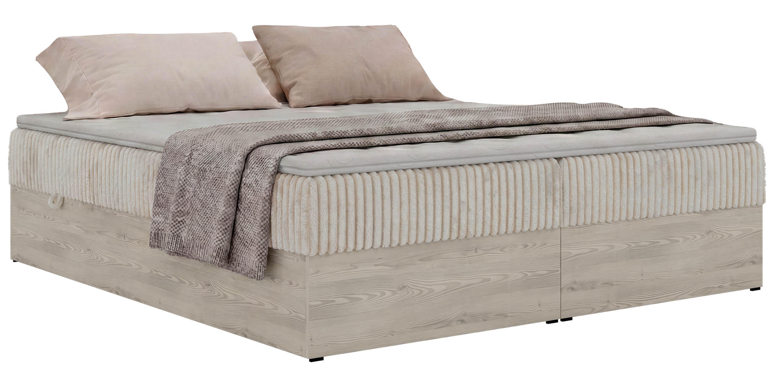 BOXBETT NORDIC ZERO 180/200 - Beige Cord - Topper Visco - H3 - Beige/Schwarz, Kunststoff/Textil (180/200cm) - MKS