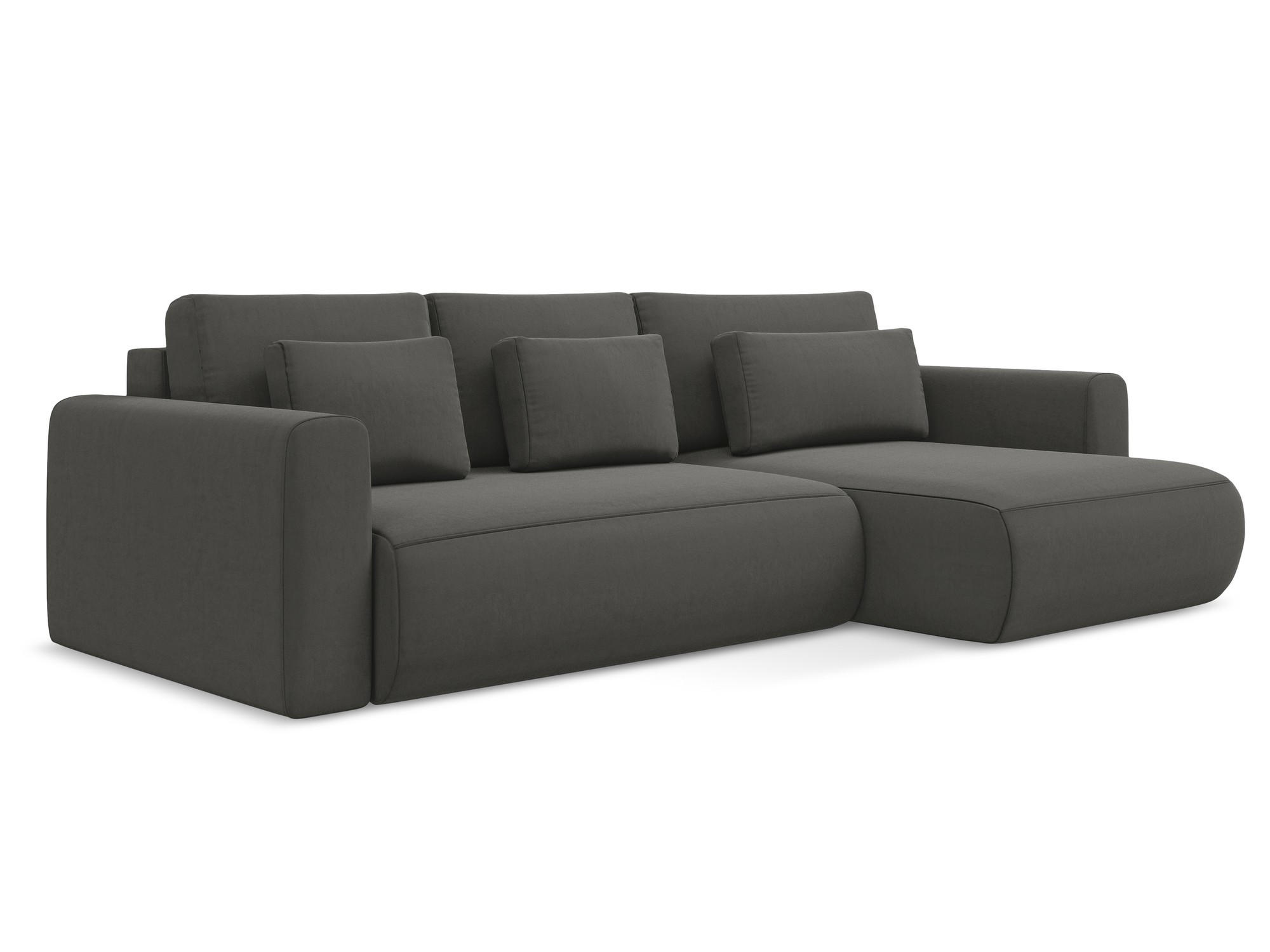 ECKSOFA mit Schlaffunktion Samt Stoff Grau - Dunkelgrau/Schwarz, Kunststoff/Textil (278/149cm) - Makamii