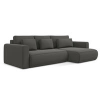 ECKSOFA mit Schlaffunktion Samt Stoff Grau - Dunkelgrau/Schwarz, Kunststoff/Textil (278/149cm) - Makamii