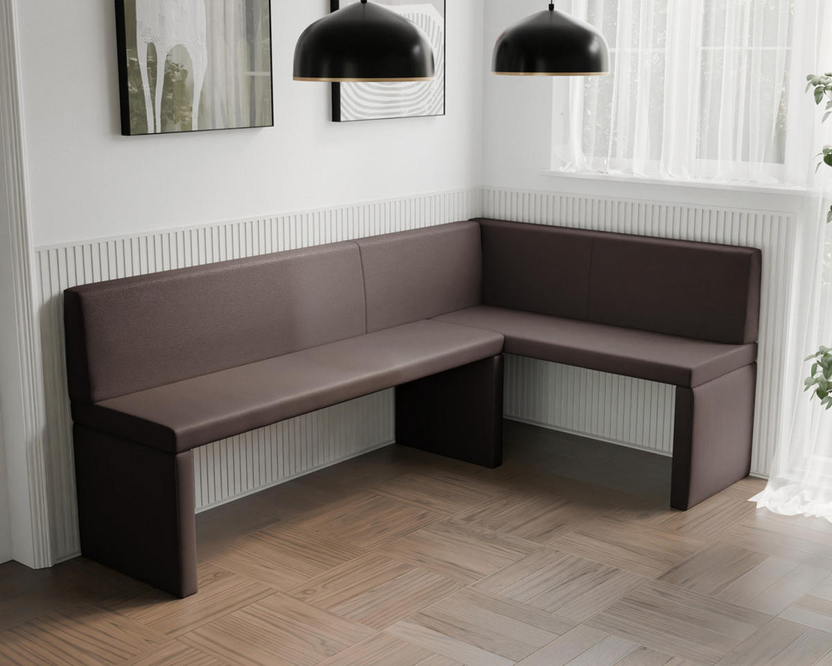 ECKBANK rechts OWEN Kunstleder, 142/196 cm Braun - Braun, Holz/Kunststoff (142/196cm) - Idohome