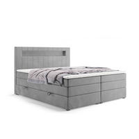 BOXSPRINGBETT Gold 5 King LED 120x200 cm Grau Velvet H4 - Grau, Holz (120/200cm) - Labett