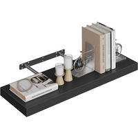 WANDREGAL Freischwebend Schwarz 70B x 22,9L x 3,8H - Schwarz Hochglanz, Holz (70/3.8/22.9cm) - Woltu