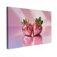 LEINWANDBILD Disco - Obst - Glitzer - Erdbeere Groß 140x90 cm - Pink, Textil (140/90cm) - MuchoWow