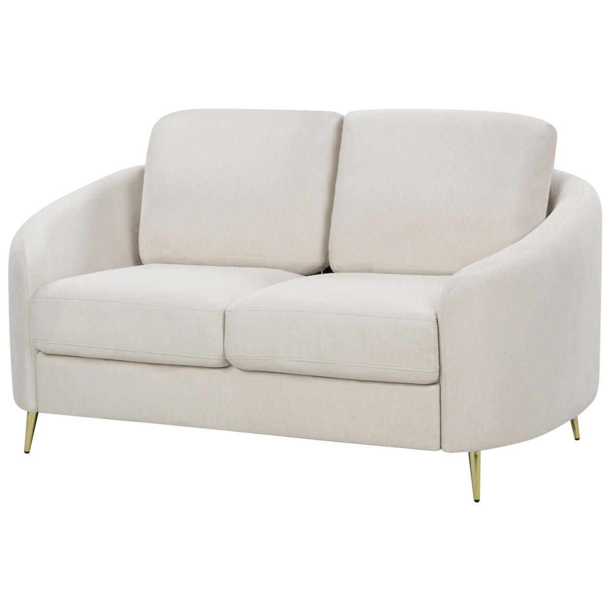 2-SITZER-SOFA hellbeige/gold Trosa - Beige/Goldfarben, Textil (153/88/86cm) - Beliani