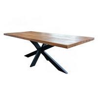 ESSTISCH MIT GERADER KANTE SELVA Braun Akazie - Schwarz/Braun, Holz/Metall (200/100/78cm) - KAWOLA