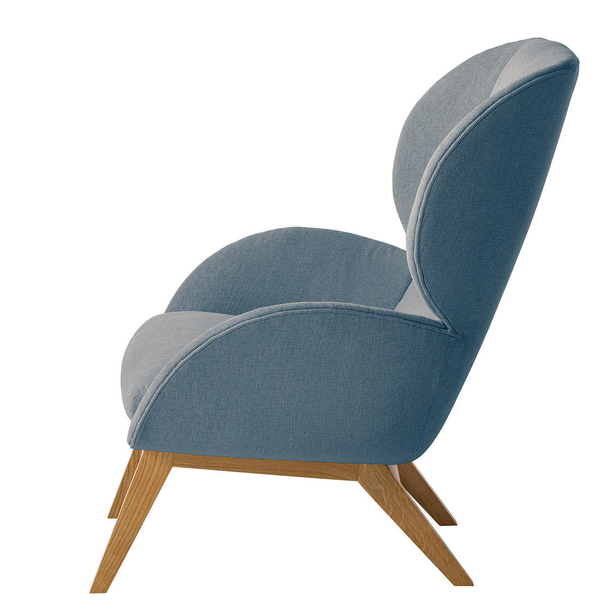 SESSEL - Blau/Eichefarben, Eichenholz/Textil (82/102/90cm) - home24