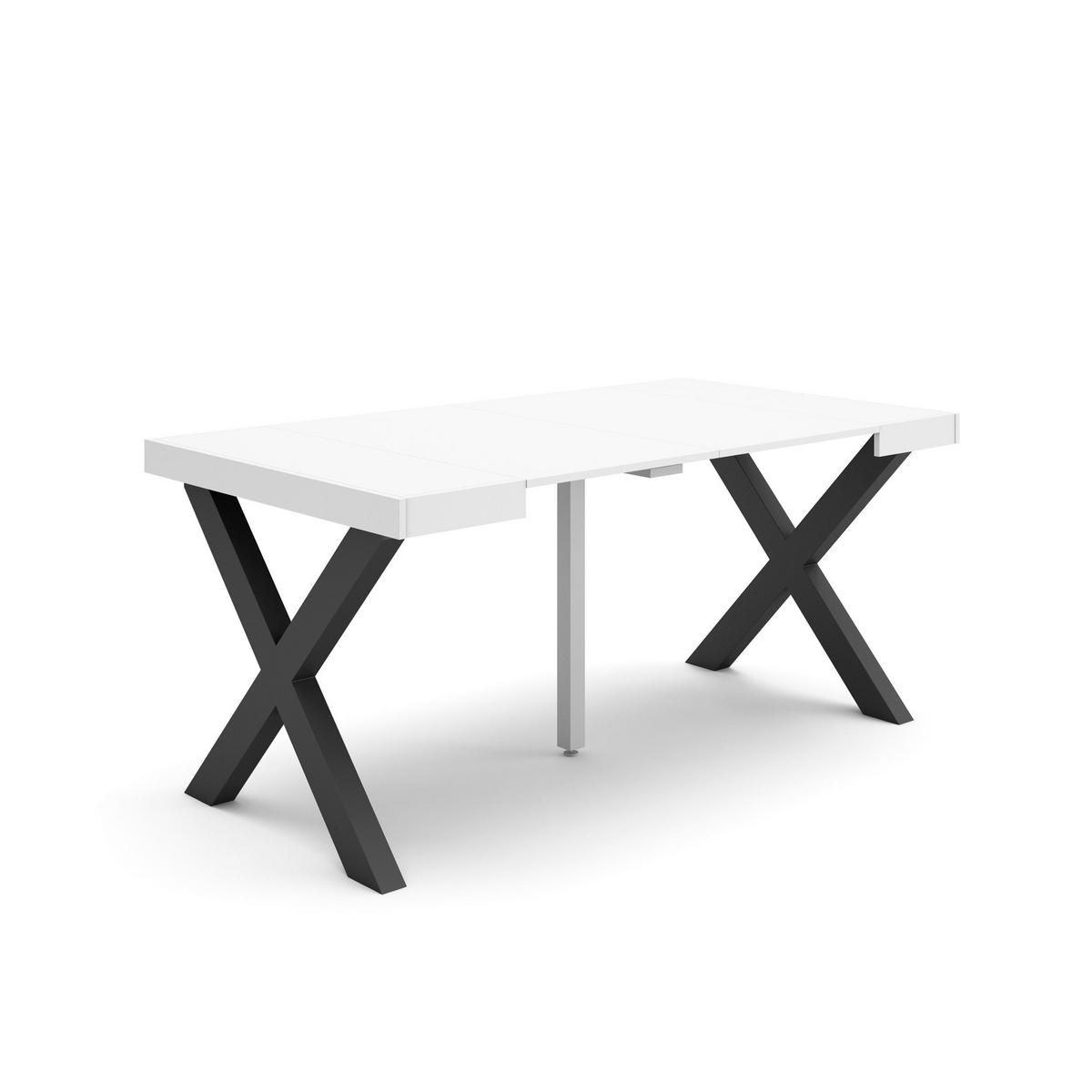KONSOLENTISCH ausziehbar 58 bis 160cm, für 8 Gäste, weiß, 90/58/73cm - Weiß, Holzwerkstoff (90/160/73cm) - Skraut Home