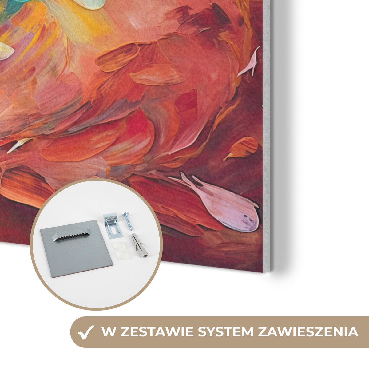 AKUSTIKBILD Ölgemälde - Kunst - Abstrakt - Farbenfroh Gemälde 80x60 cm - Altrosa, Textil (80/60/0.9cm) - MuchoWow