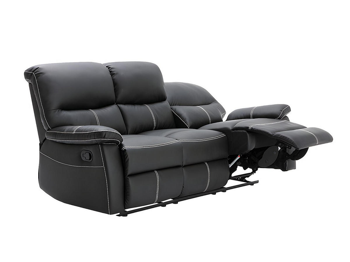 COUCHGARNITUR - 5 Personen - kunstleder - schwarz Canby - Schwarz, Leder (133/95/90cm) - Vente-Unique