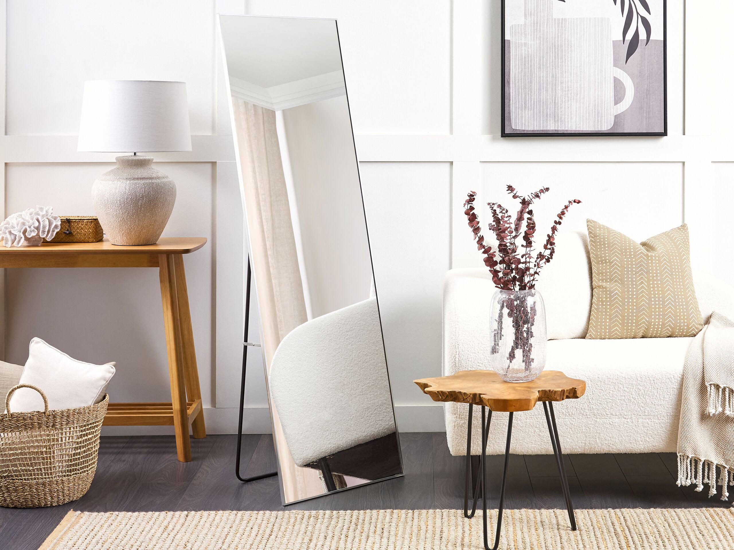 Thumbnail - Beliani Stehspiegel, Silber, Metall, Rechteckig, 7x156x50 cm, Spiegel, Standspiegel