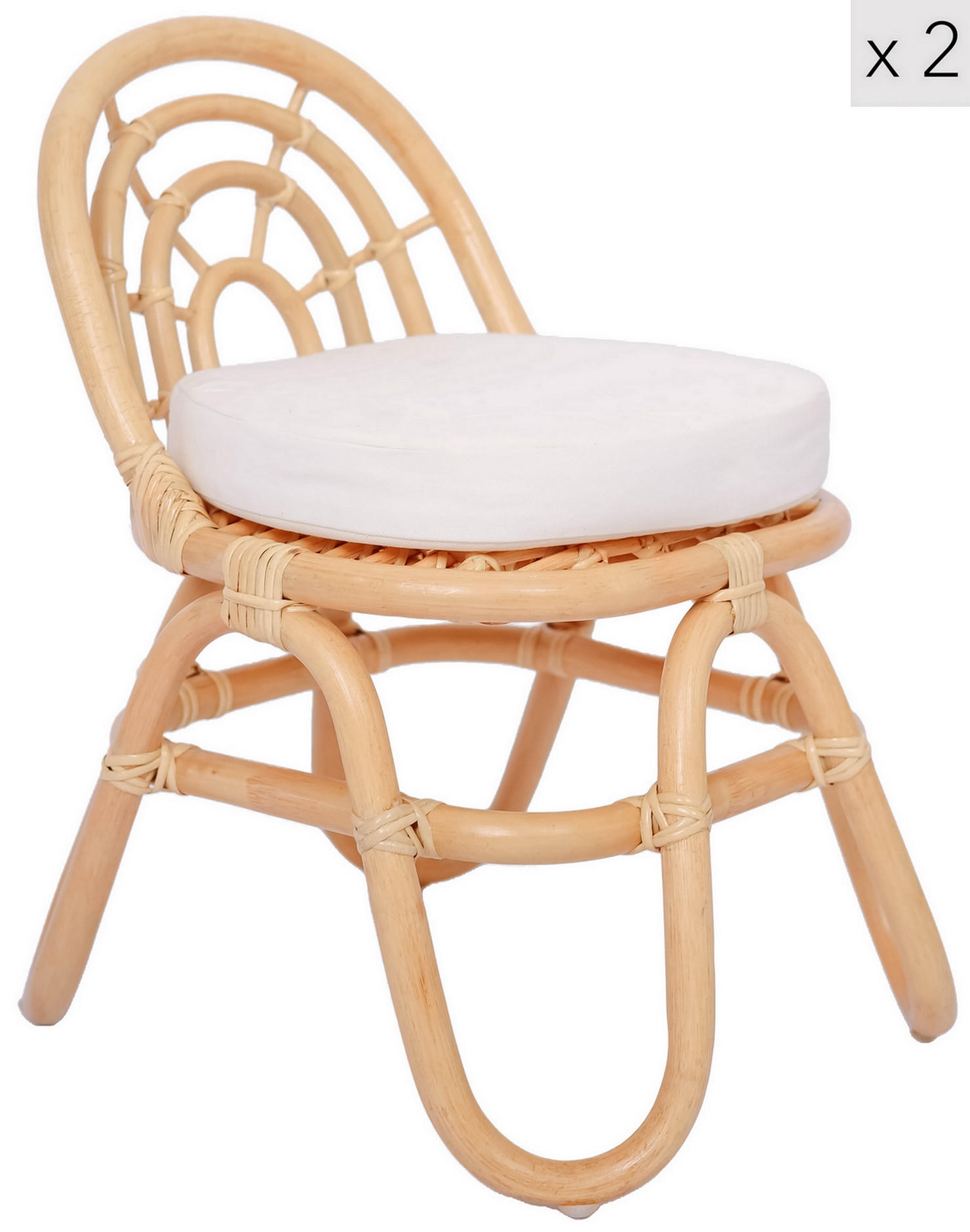 STUHL FÜR KINDER 2er-Set Rattan Braun - Braun, Holz (36/49/42cm) - Nordlys