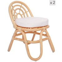 STUHL FÜR KINDER 2er-Set Rattan Braun - Braun, Holz (36/49/42cm) - Nordlys
