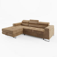 ECKSOFA VEMO MINI Links Beige Velour-Stoff Kompakter Komfort für Wohnräume - Beige, Textil (235/175cm) - Barchello