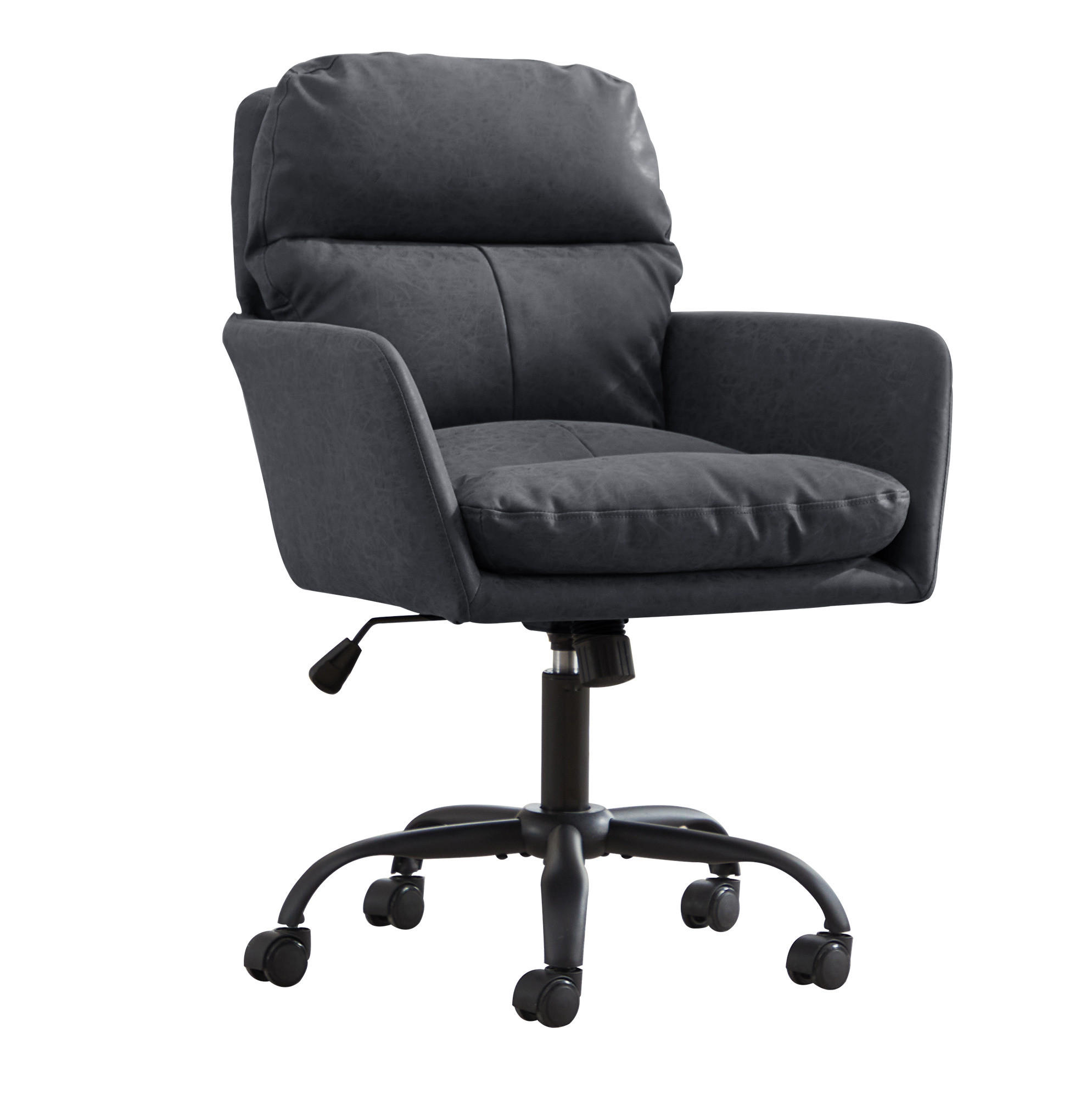 BÜROSTUHL höhenverstellbar PU Black - Schwarz, Kunststoff (60.5/102/71.58cm) - Meubliv