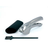KNOBLAUCHPRESSE mit Silikonschäler und Reinigungsbürste (3-tlg.) - Silberfarben, Metall (15.5cm) - Intirilife