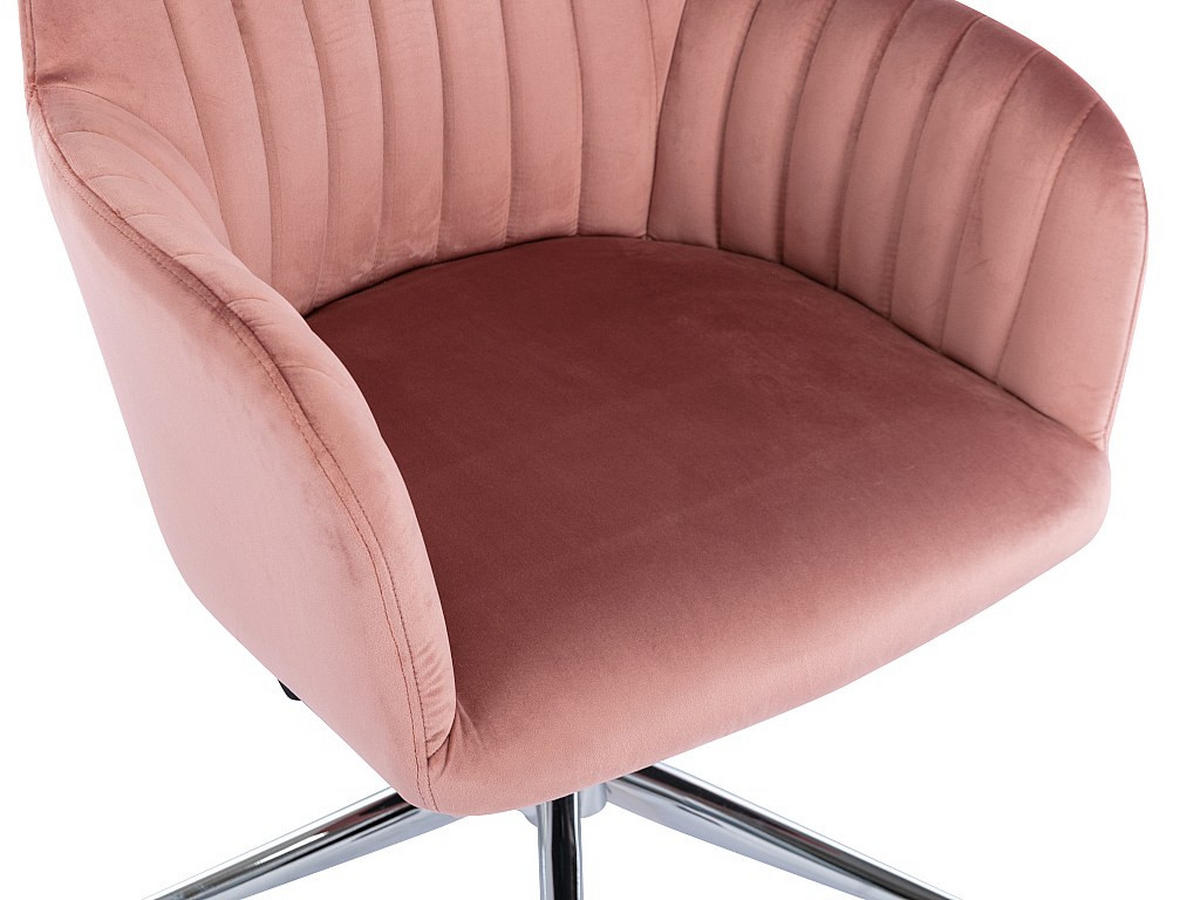 BÜROSTUHL ohne Armlehnen - 59 cm x 61.5 cm - samt - puderrosa Eleana - Hellrosa, Textil (59/89/61.5cm) - Vente-Unique