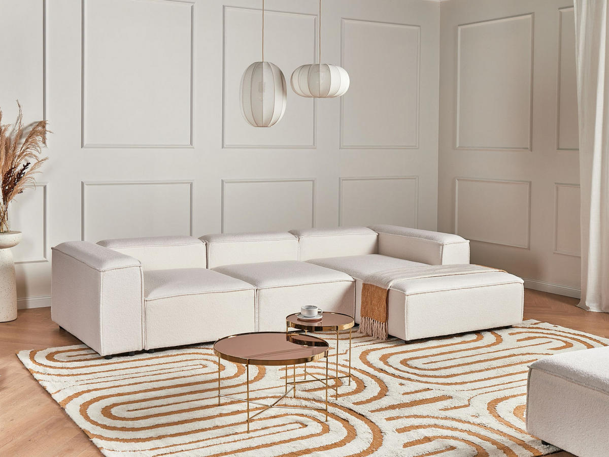 ECKSOFA Modul 4-Sitzer Bouclé Cremeweiß linksseitig Ardal - Creme, Textil (326/180cm) - Beliani