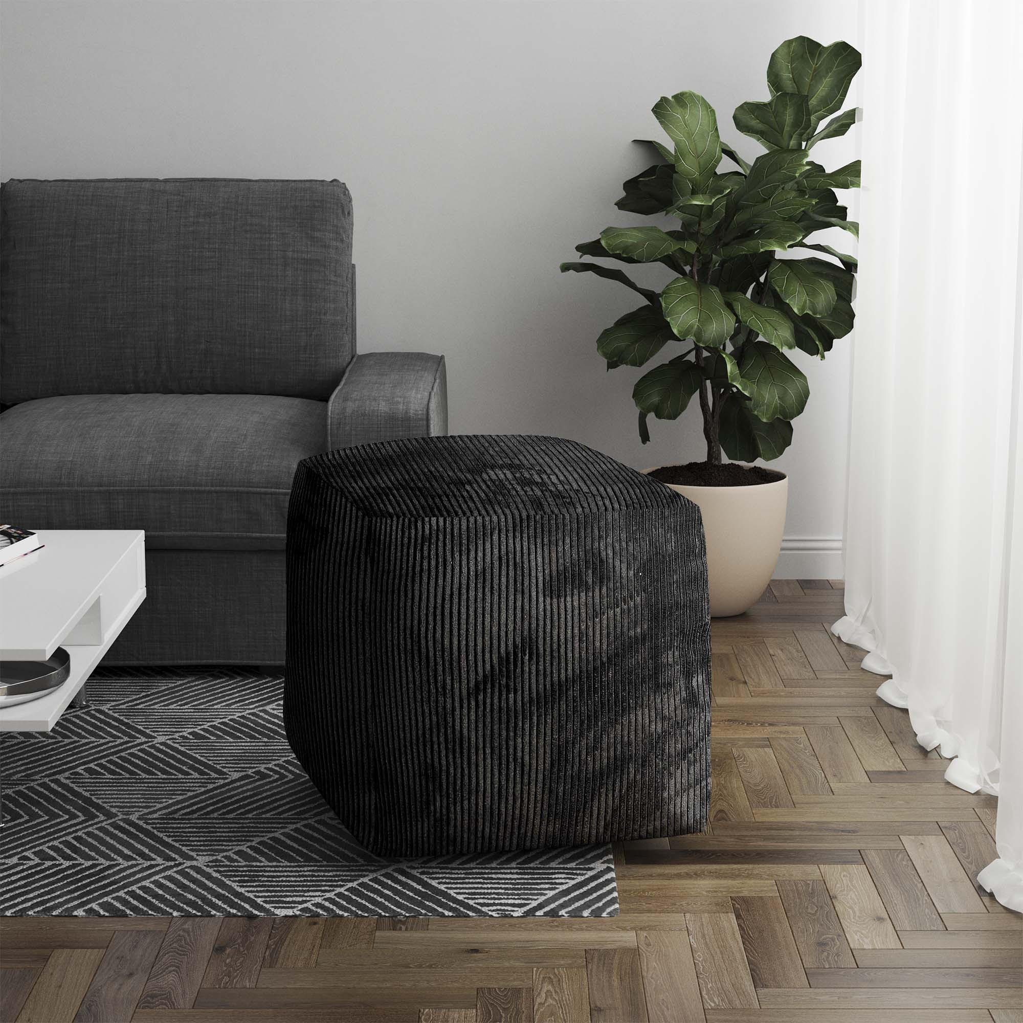 Thumbnail - Dreamroots Sitzsack, Schwarz, Textil, 60x60x60 cm, Oeko-Tex® Standard 100, Wohnzimmer, Hocker, Poufs