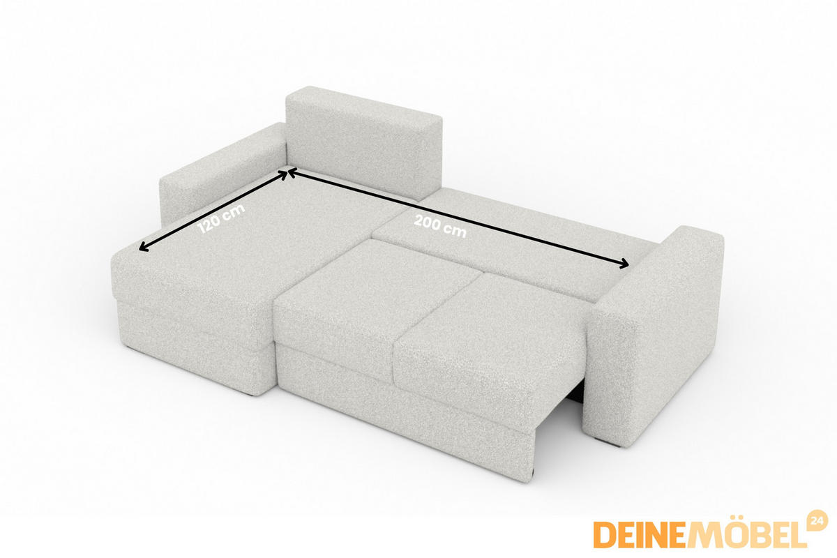 ECKSOFA TOCO L 240x145 cm in Boucle Schwarz links - Schwarz, Holz/Holzwerkstoff (240/145cm) - Deine Möbel 24