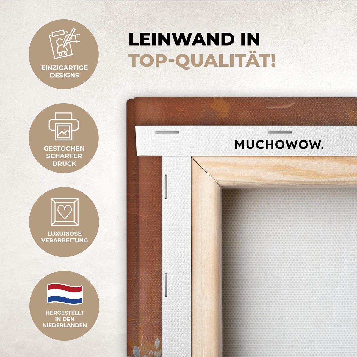 LEINWANDBILD Abstrakt - Baum - Weiß - Blätter Wandbild Wohnzimmer 60x80 cm - Braun, Textil (60/80cm) - MuchoWow