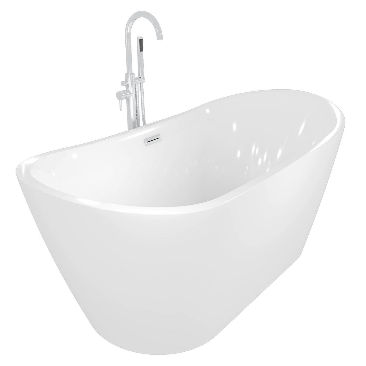 BADEWANNE freistehend F03 Armatur AF02 - Weiß, Glas/Kunststoff (80/72/180cm) - AcquaVapore by Sandra Jentho