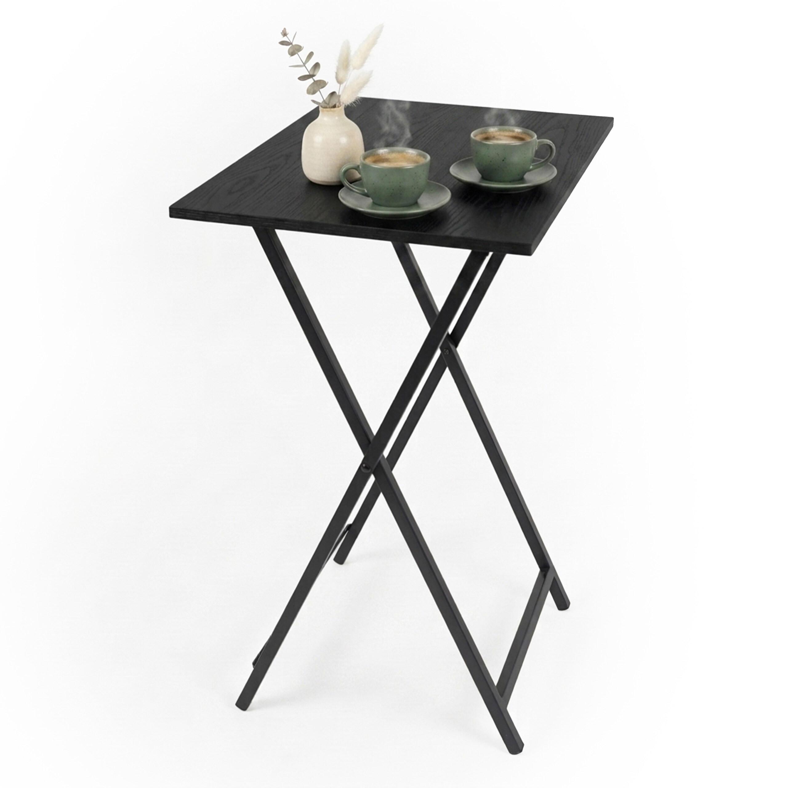 SIDOBORD Svart fällbart 66,5x48x36 cm - Svart, Träbaserade material/Metall (36/48/66.5cm) - Relaxdays