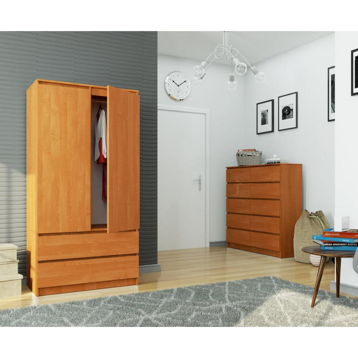 KLEIDERSCHRANK Erlefarben 180/90/51 - Erlefarben, Holzwerkstoff (90/180/51cm) - RAUMHIRSCH FURNITURE