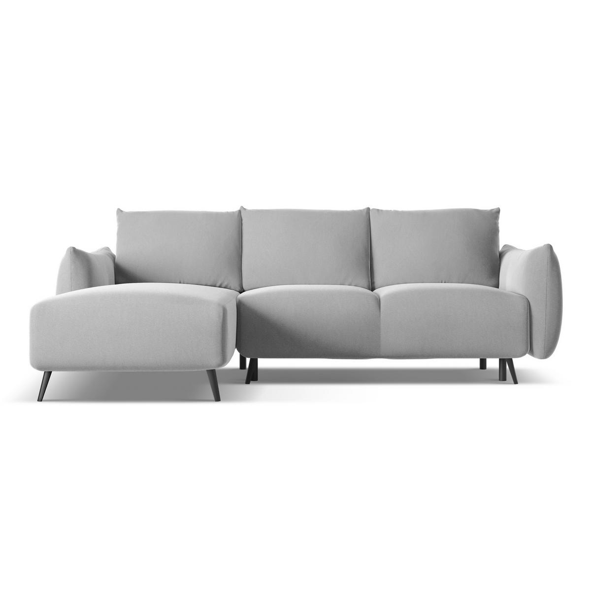 ECKSOFA mit Schlaffunktion Samt Stoff Grau - Schwarz/Grau, Textil/Metall (162/242cm) - LaMiaSofa