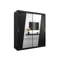 SCHWEBETÜRENSCHRANK 200/180/62 2-türig - Silberfarben/Schwarz, Holz/Kunststoff (180/200/62cm) - Abiks Möbel
