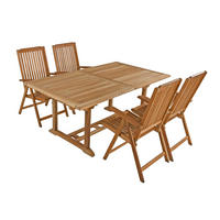 GARTEN-SITZGRUPPE Mads 5-teilig Gartenmöbel-Set - Teakfarben, Holz - DELUKE