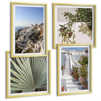 BILDER SET 4er Set - 50x50 cm & 40x60 cm Goldrahmen - Weiße Treppe mit Blick auf Santorini - Goldfarben, Kunststoff (50/50cm) - TULUP