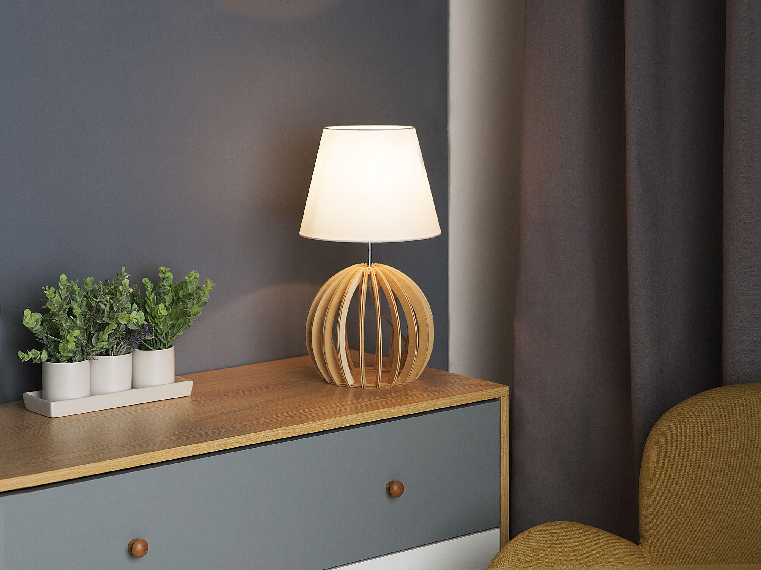 TISCHLAMPE Samo 22/22/41 cm - Weiß, Holzwerkstoff (22/22/41cm) - Beliani