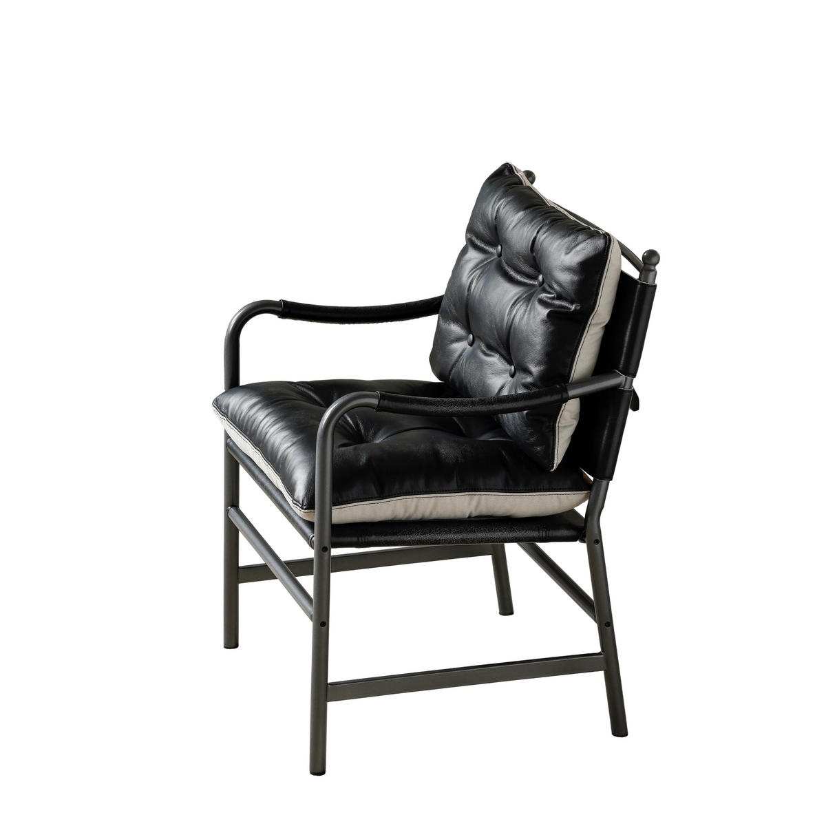 SESSEL Leder mit schwarzem Metallrahmen, DE-42430, Schwarz - Schwarz, Metall (62/90/60cm) - ComfortXL