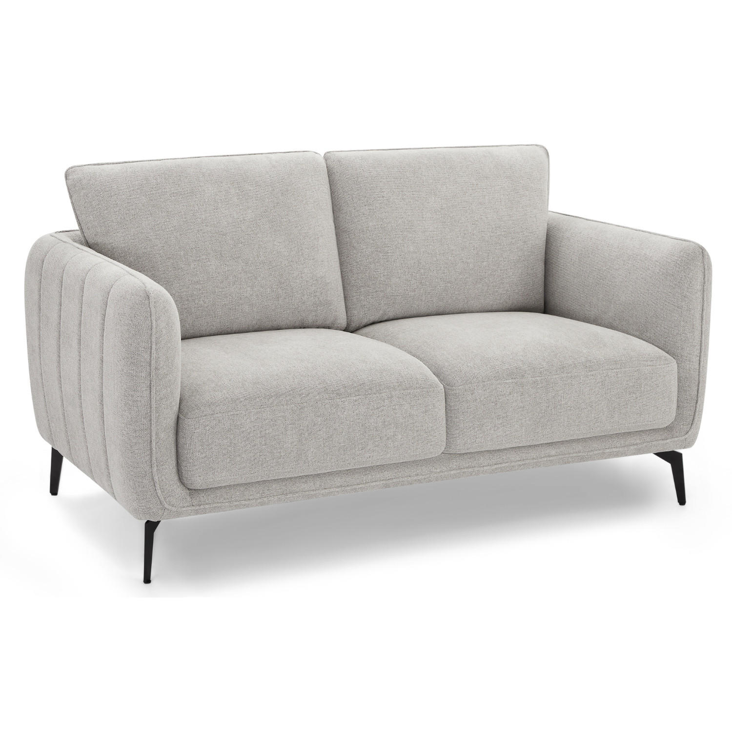 ZWEISITZER-SOFA Webstoff Grau - Schwarz/Grau, Textil/Metall (158/85/85cm) - Furnhouse