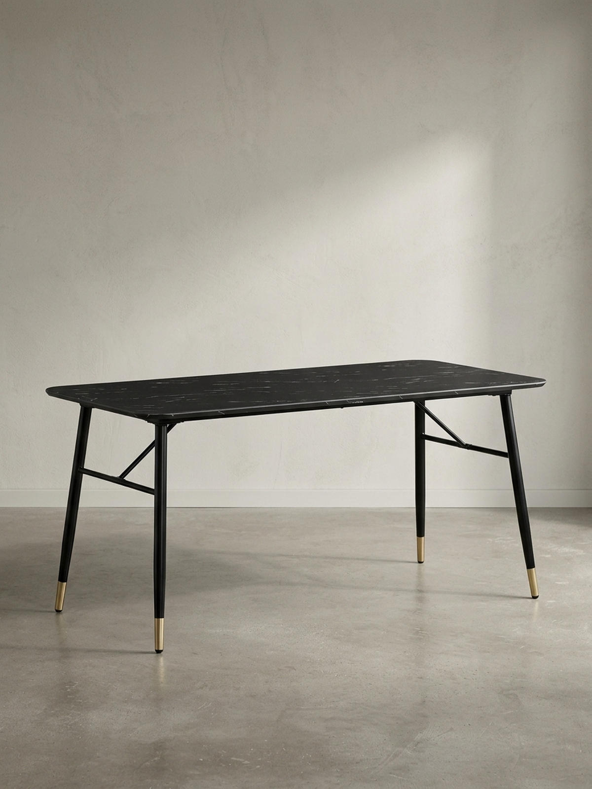 ESSTISCH Marmoroptik Metall Rechteckig Modern Klein, Schwarz 120x60x76 cm - Goldfarben/Schwarz, Holzwerkstoff/Metall (60/120/76cm) - KADIMA DESIGN
