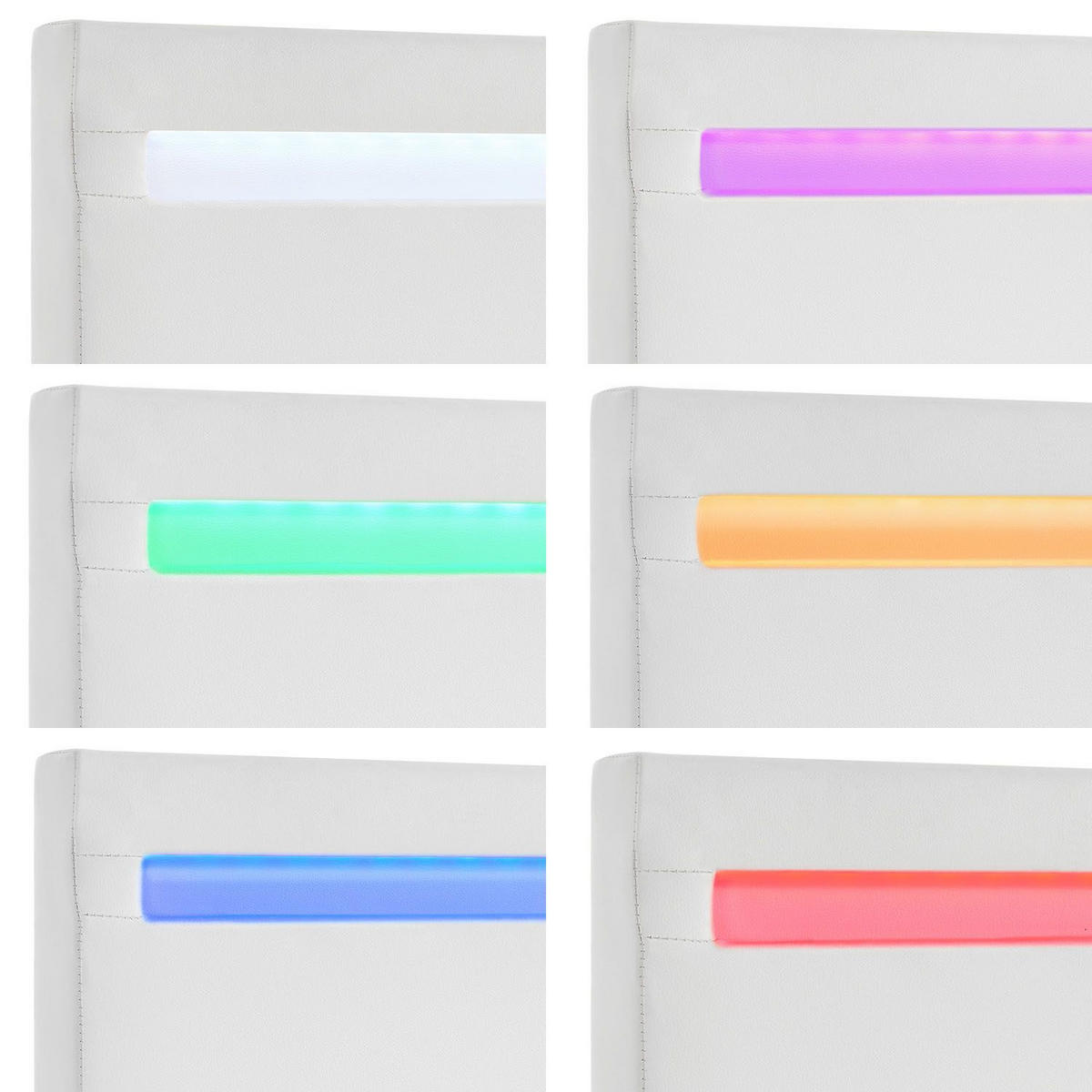 POLSTERBETT Paris mit Matratze und LED weiß 90x200cm - Weiß, Textil (90/200cm) - Juskys