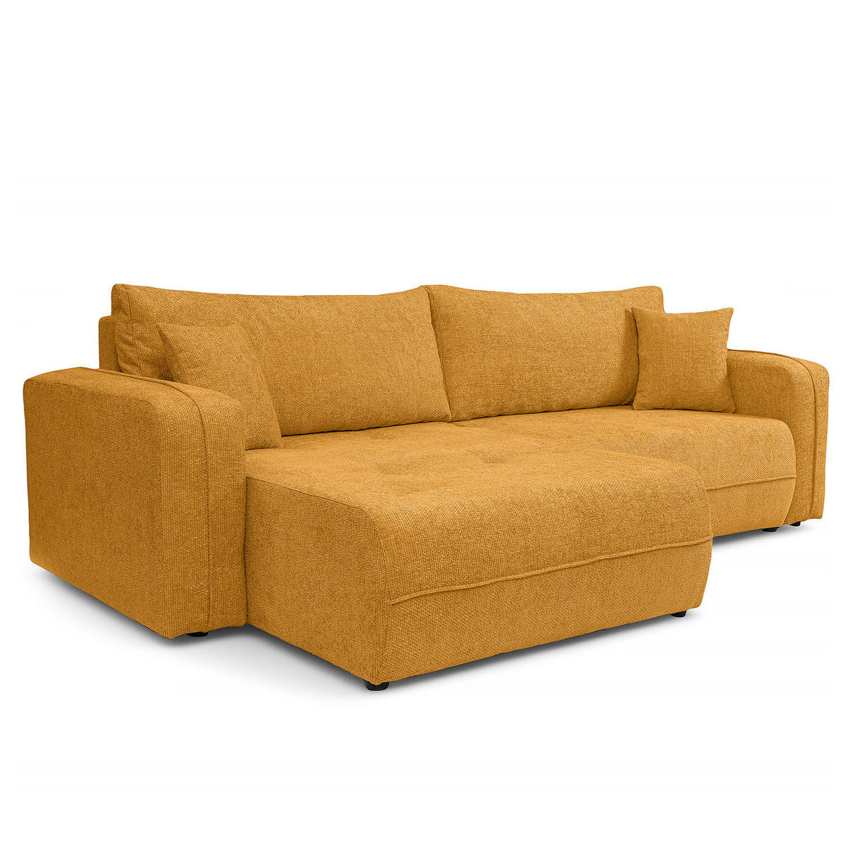 ECKSOFA mit Schlaffunktion - 244 cm - Gelb/Schwarz, Kunststoff/Textil (244/145cm) - home24