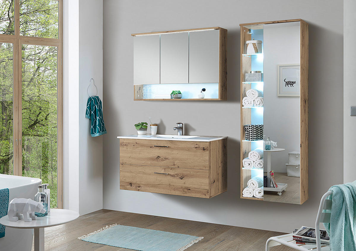 SPIEGELSCHRANK - Eiche Artisan Dekor - Braun, Holzwerkstoff (100/70/23cm) - home24