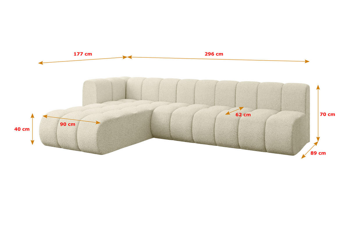 ECKSOFA modulares Sofa Darnel-L2 - 296x177x70 cm Beige - Beige, Holzwerkstoff/Textil (296/177cm) - ALTDECOR