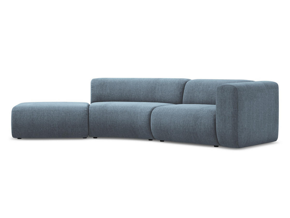 4-SITZER-SOFA Chenille Stoff Blau - Blau/Blaugrau, Kunststoff/Textil (335/70/166cm) - Makamii