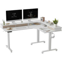 SCHREIBTISCH Höhenverstellbar Elektrisch L-Form 190 x 160 cm Weiß/Weiß - Weiß, Metall (190/160/120cm)