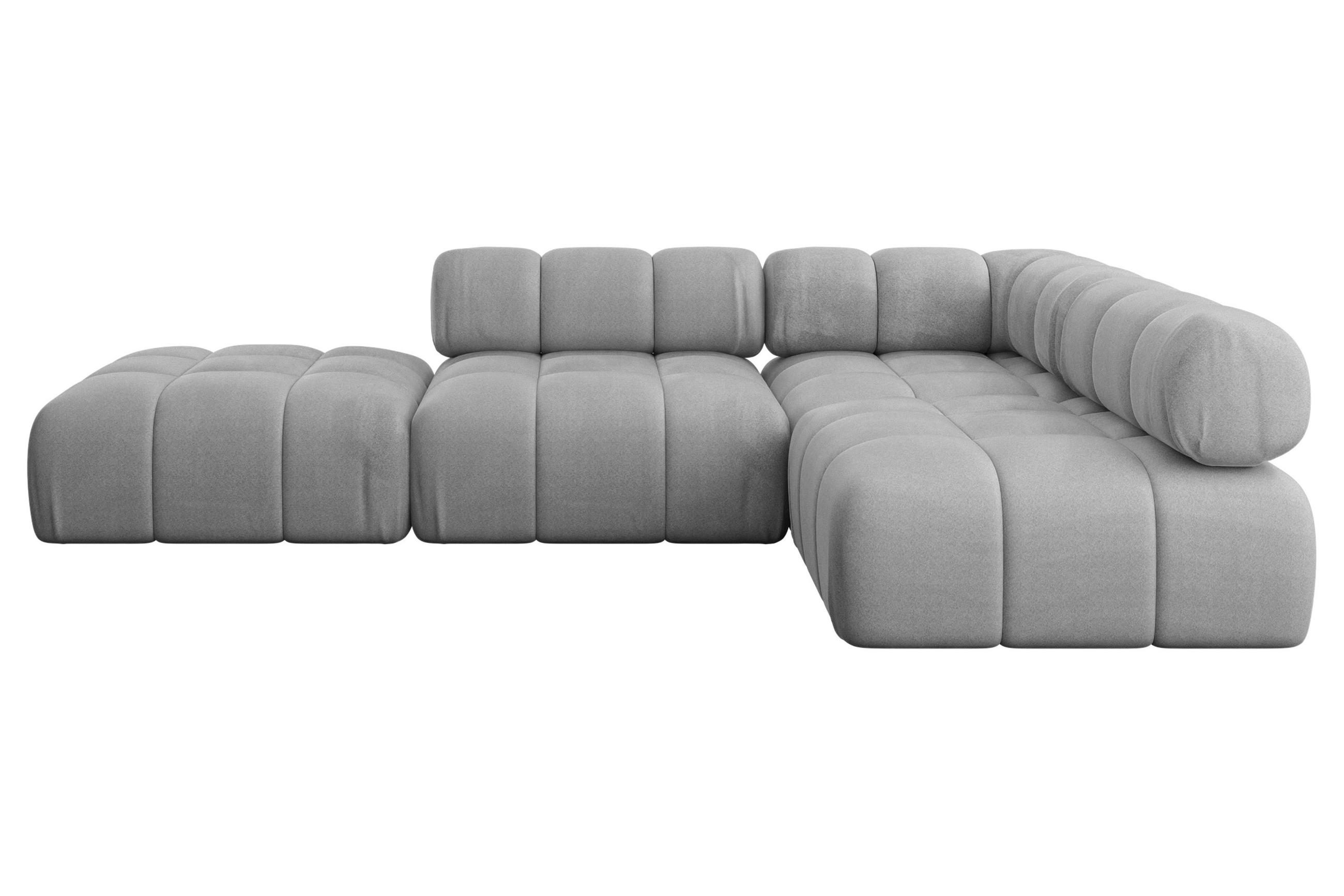 ECKSOFA modulares Sofa Favio-L1 - 285x190x70 cm Hellgrau Velours - Hellgrau, Holzwerkstoff/Textil (285/190cm) - ALTDECOR