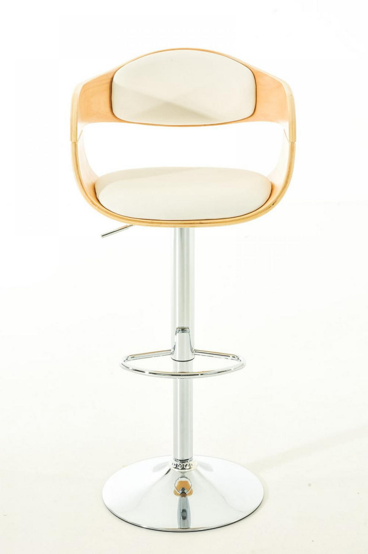 BARHOCKER 2er Set Lederlook natura/weiß - Eukalyptusholzfarben/Weiß, Textil/Metall (50/88/48cm) - CLP