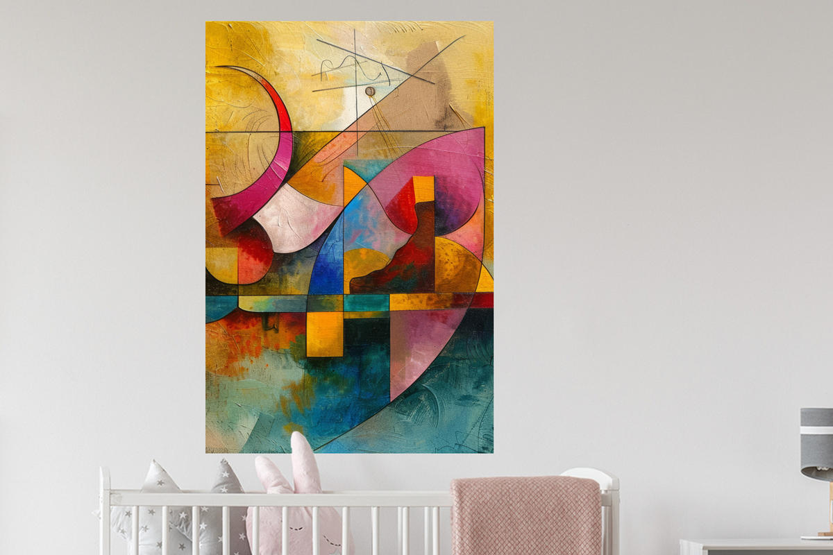 WANDTATTOO Kunst - Abstrakt - Modern 80x120 cm - Gelb, Kunststoff (80/120/0.1cm) - MuchoWow