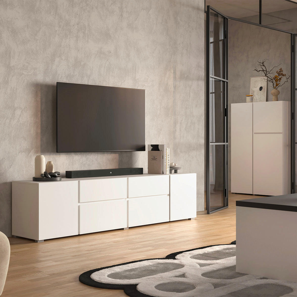 TV STOLÍK Maxis Biela - biela, kompozitné drevo (195/48/40cm) - Petits-meubles