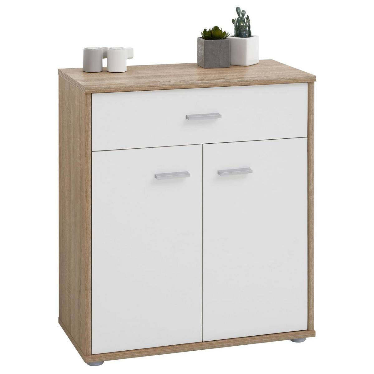 KOMMODE TOMMY - Weiß/Sonoma Eiche, Holzwerkstoff (60/70/30cm) - CARO-Möbel