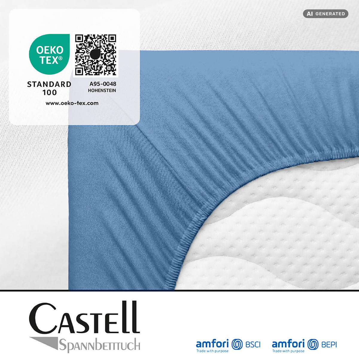 SPANNBETTTUCH Basic Jersey blau, 90x190 cm - 100x200 cm - Blau, Textil (100/200cm) - Castell
